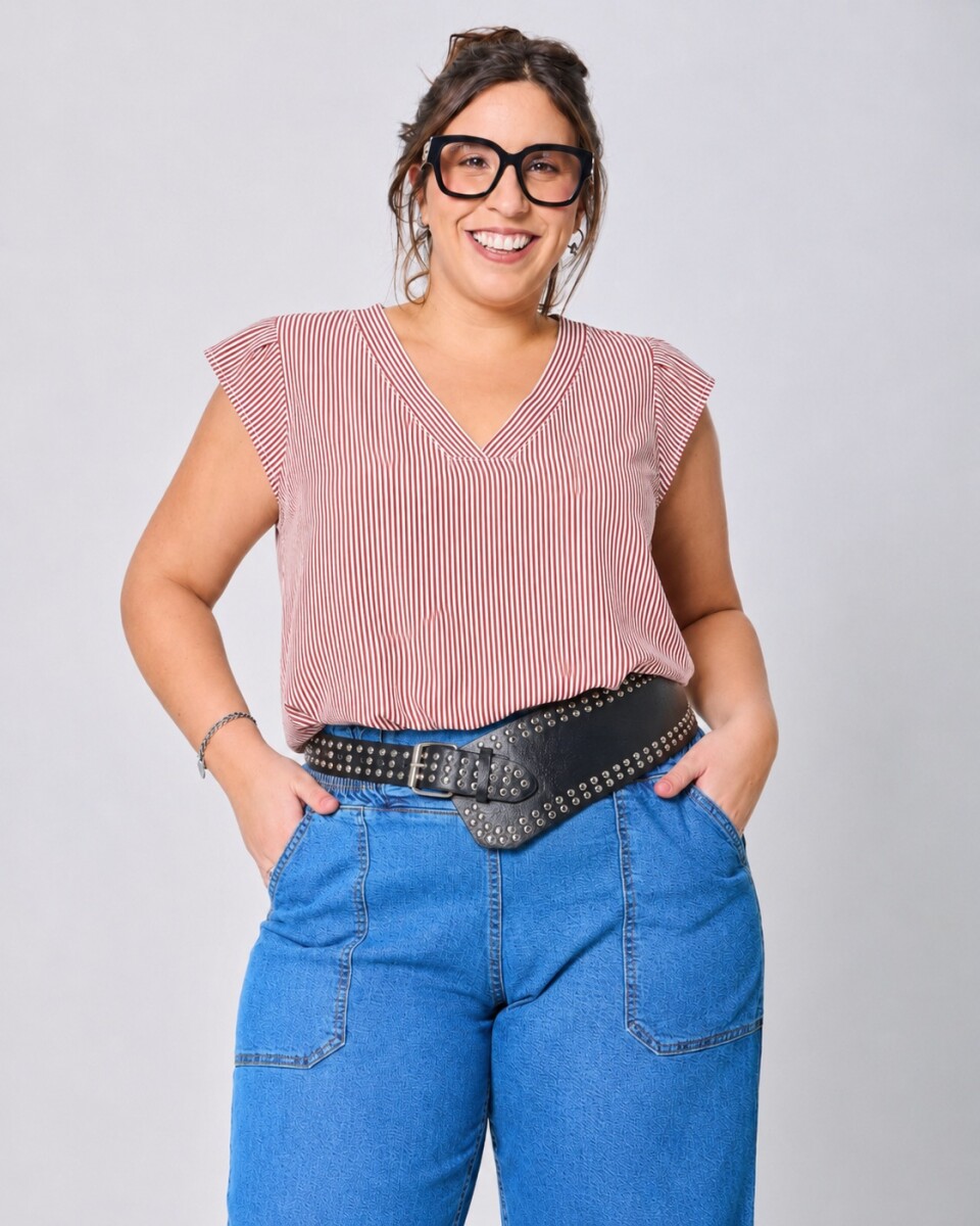 Blusa Beti - Rayas roja 