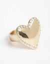 Anillos Medianos y Grandes Metal Anillo Corazón Con Strass - Dorado