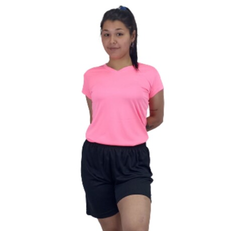 Remera Dry Fit Dama Rosa fluo