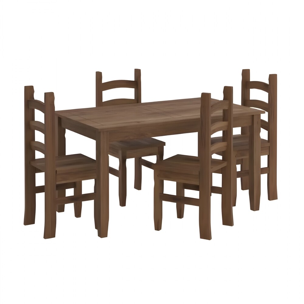 Juego De Comedor 4 Sillas - Corona - Madera Oscuro