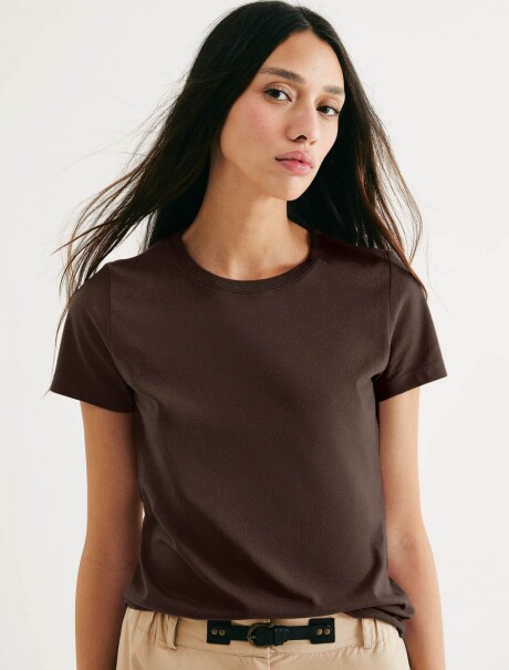 CAMISETA BÁSICA SLIM WORLD MARRÓN