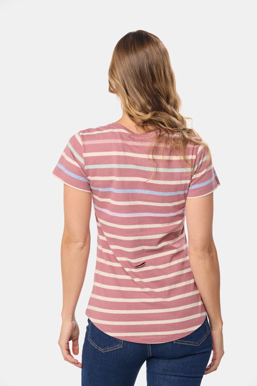 REMERA RAYADA Rosado
