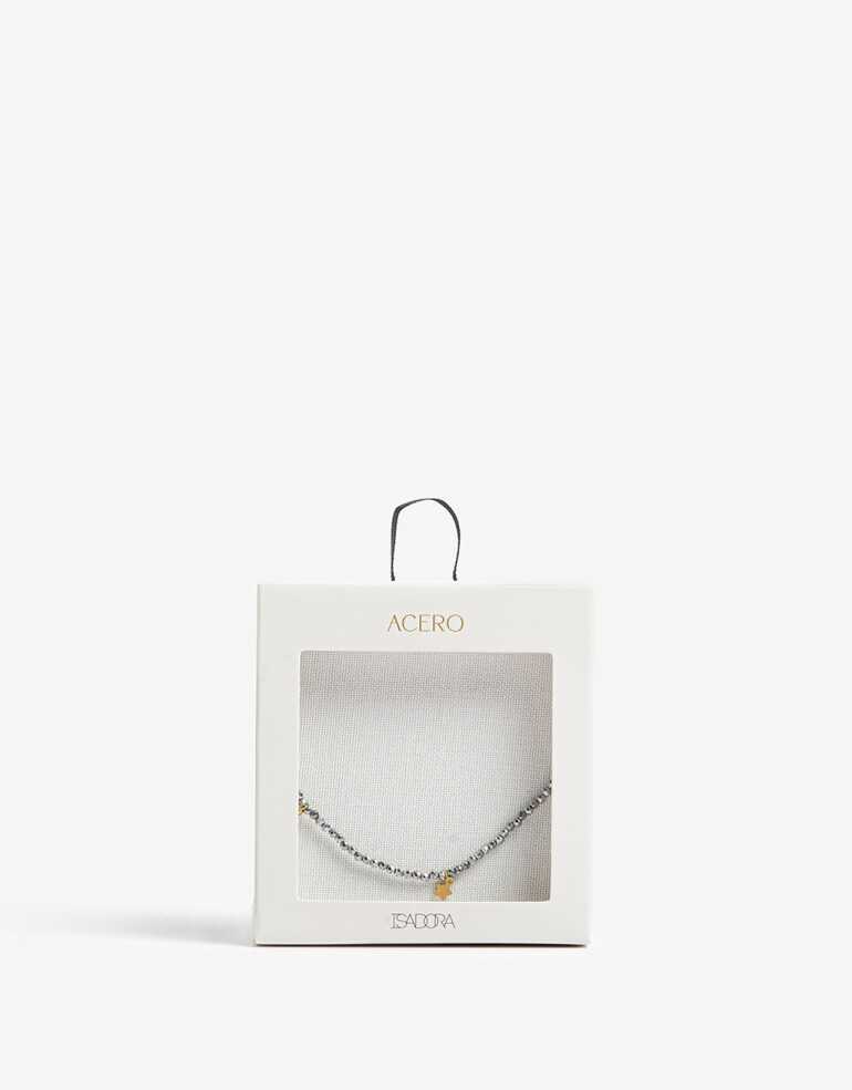 Pulseras Flexibles Piedra Pulsera De Acero Con Canutillos - Dorado