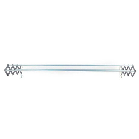 Set Mor Tendedero de Pared Plegable 8.4Mt Ropa + 12 Palillos Plateado