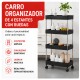 Carro organizador de 4 estantes con ruedas NEGRO