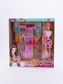 MUÑECA CON SET COCINA ROSADO