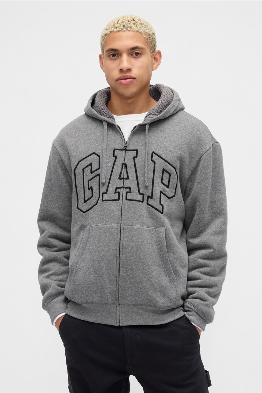 Canguro Con Corderito Logo Gap Hombre Heather Grey