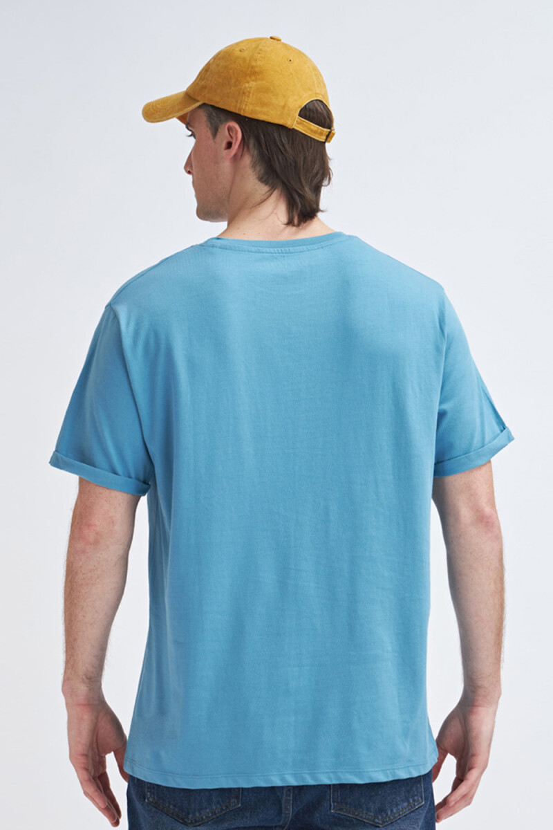 Camiseta manga corta con bolsillo Azul Piedra