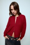 Cardigan corto con cierre rojo