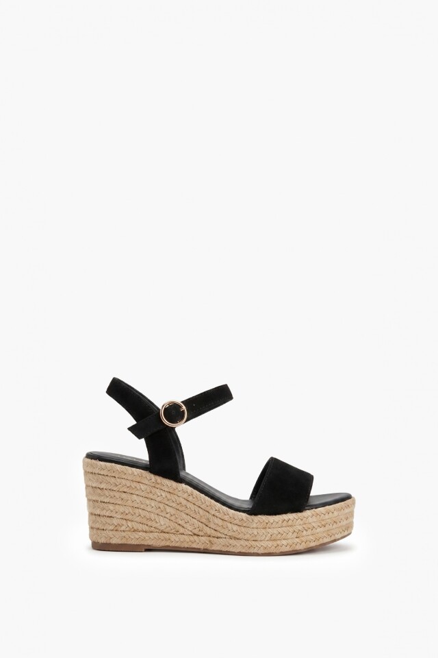 Sandalia gamuza plataforma yute negro