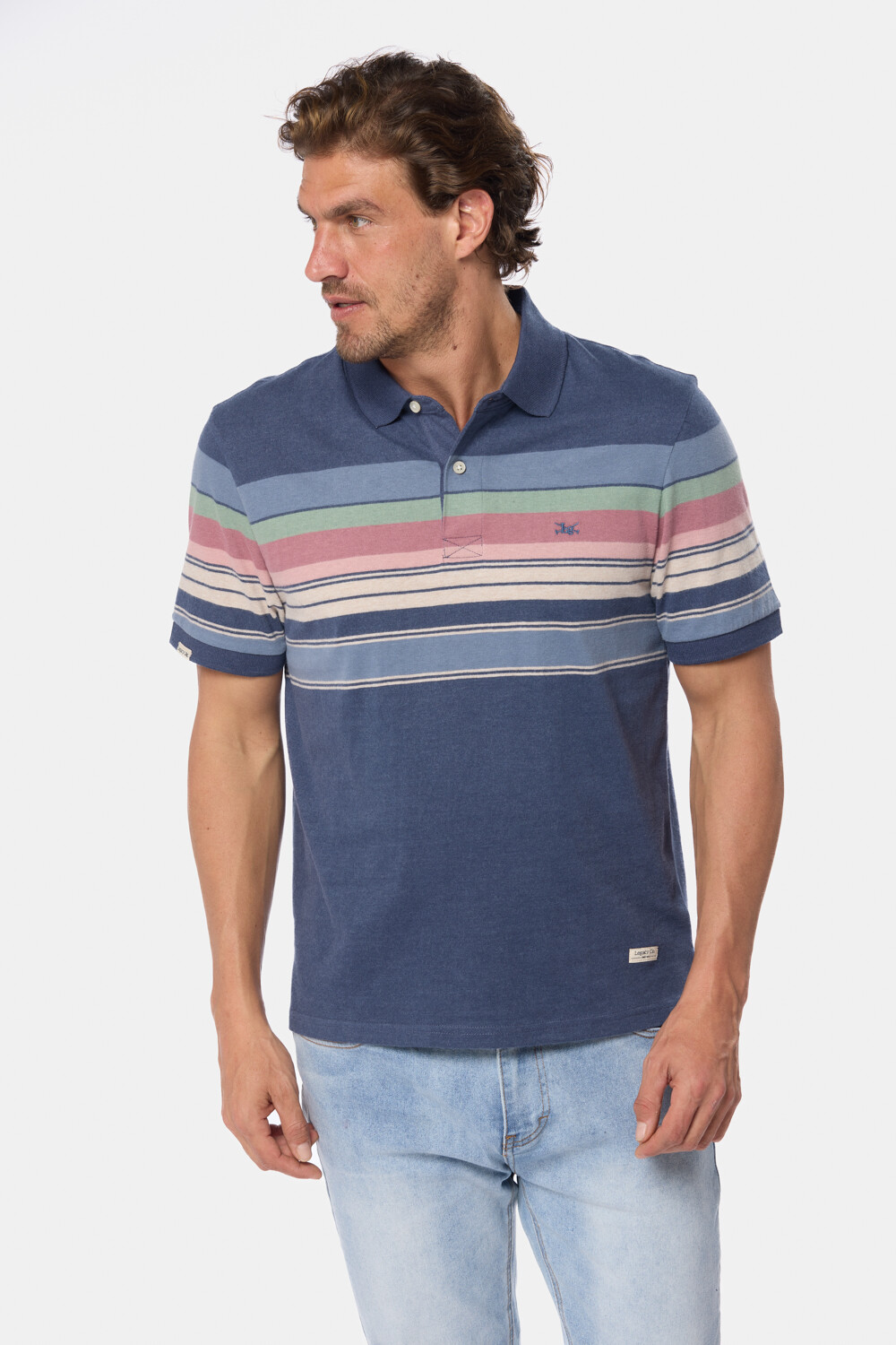 REMERA POLO RAYADA Azul