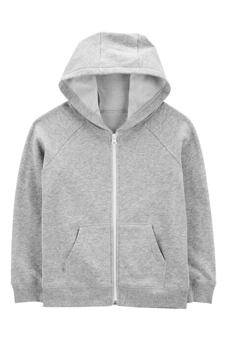 Campera de algodón con felpa, con franjas laterales, gris. Talles 6-8 Sin color