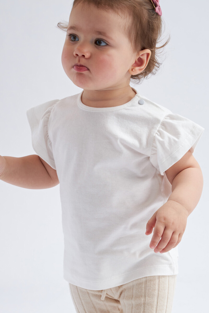 Remera Manga Corta Volados Blanco