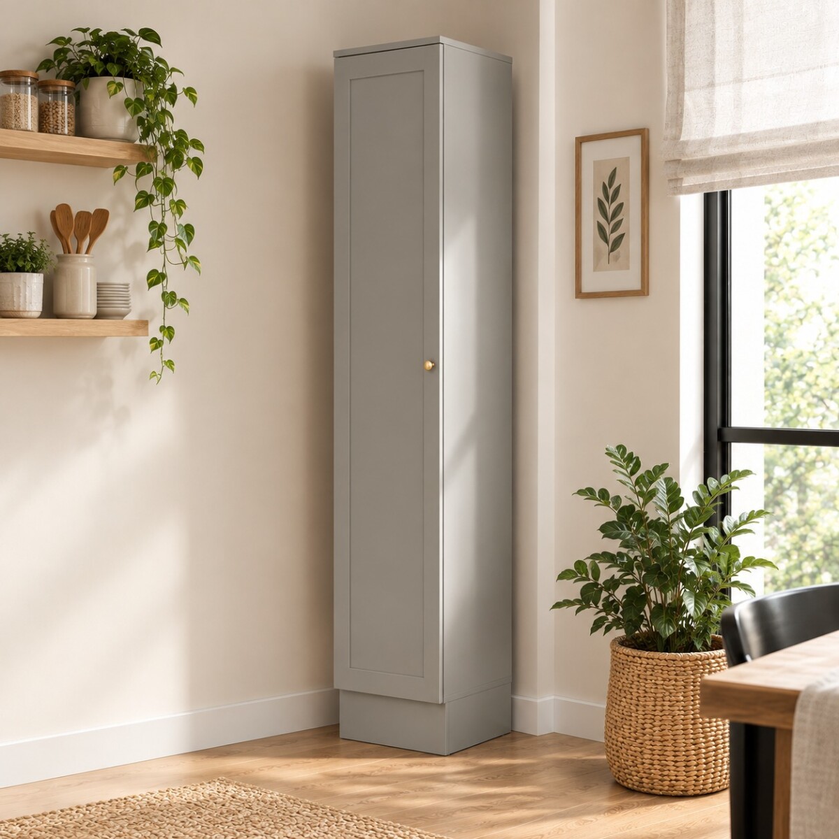 PANELERO TORRE 1 PUERTA ARMARIO MULTIUSO LÍNEA AMERICANA - GRIS 