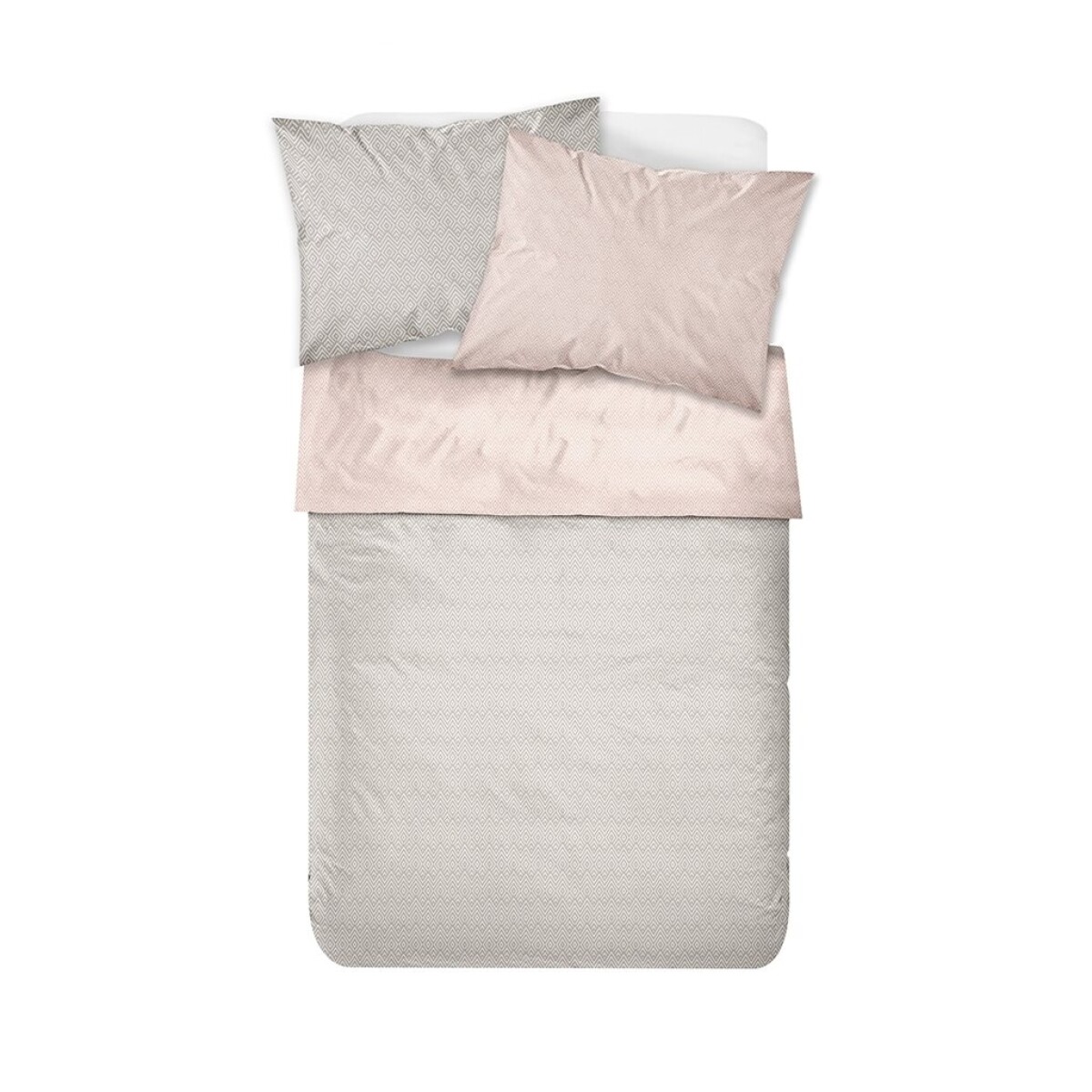 JUEGO DE SABANAS ALGODON 144H KING 180x200+35CM ROMBOS BEIGE/GRIS 