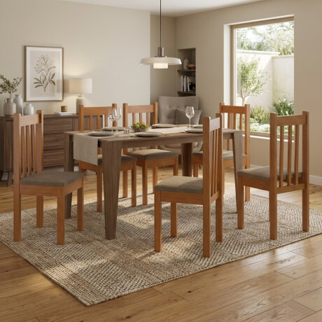 JUEGO DE COMEDOR MESA Y 6 SILLAS TODO EN MADERA MACIZA JUEGO DE COMEDOR MESA Y 6 SILLAS TODO EN MADERA MACIZA