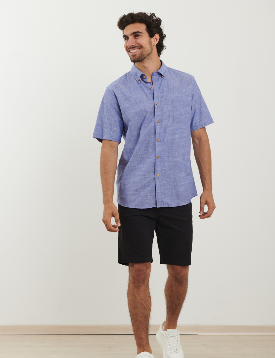 012506 CAMISA HARRINGTON LABEL Azul Piedra Melange