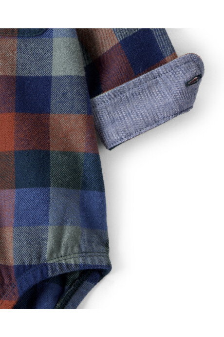 Body camisa de franela, diseño a cuadros Sin color