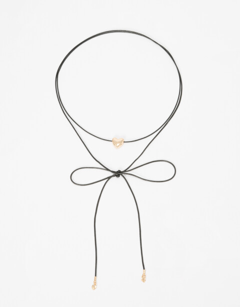 Chokers Cordón Chocker Con Dijes Corazón. - Dorado