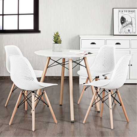 Kit x4 Silla Eames Colmena Base En Madera Blanca