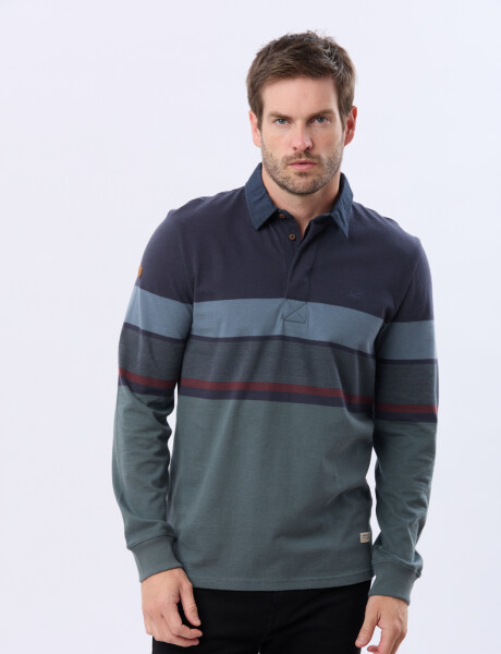 REMERA POLO RAYADA DE ALGODÓN Verde