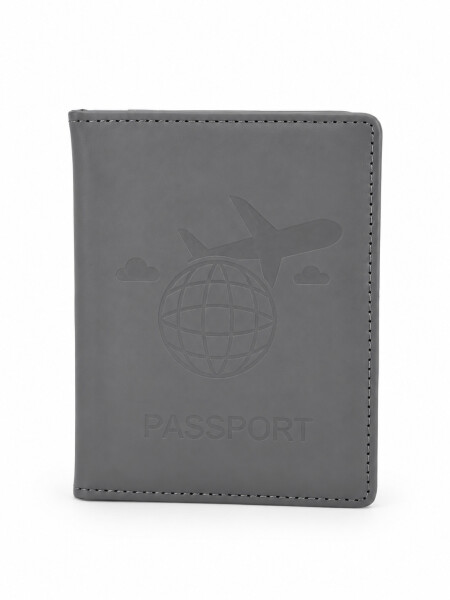 PORTAPASAPORTE GRIS