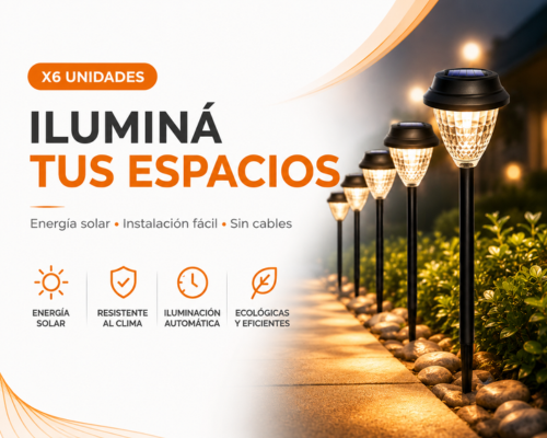 Pack x6 Lámparas Solares para Jardín y Patio Faroles LED para Exteri