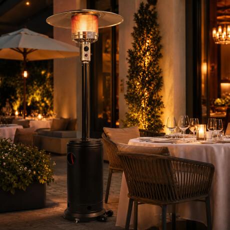 Estufa Tipo Hongo Exterior Gas 13Kg 60m² Calefacción Patio Negro