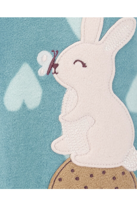 Pijama una pieza de micropolar, con pie, estampa conejo Sin color
