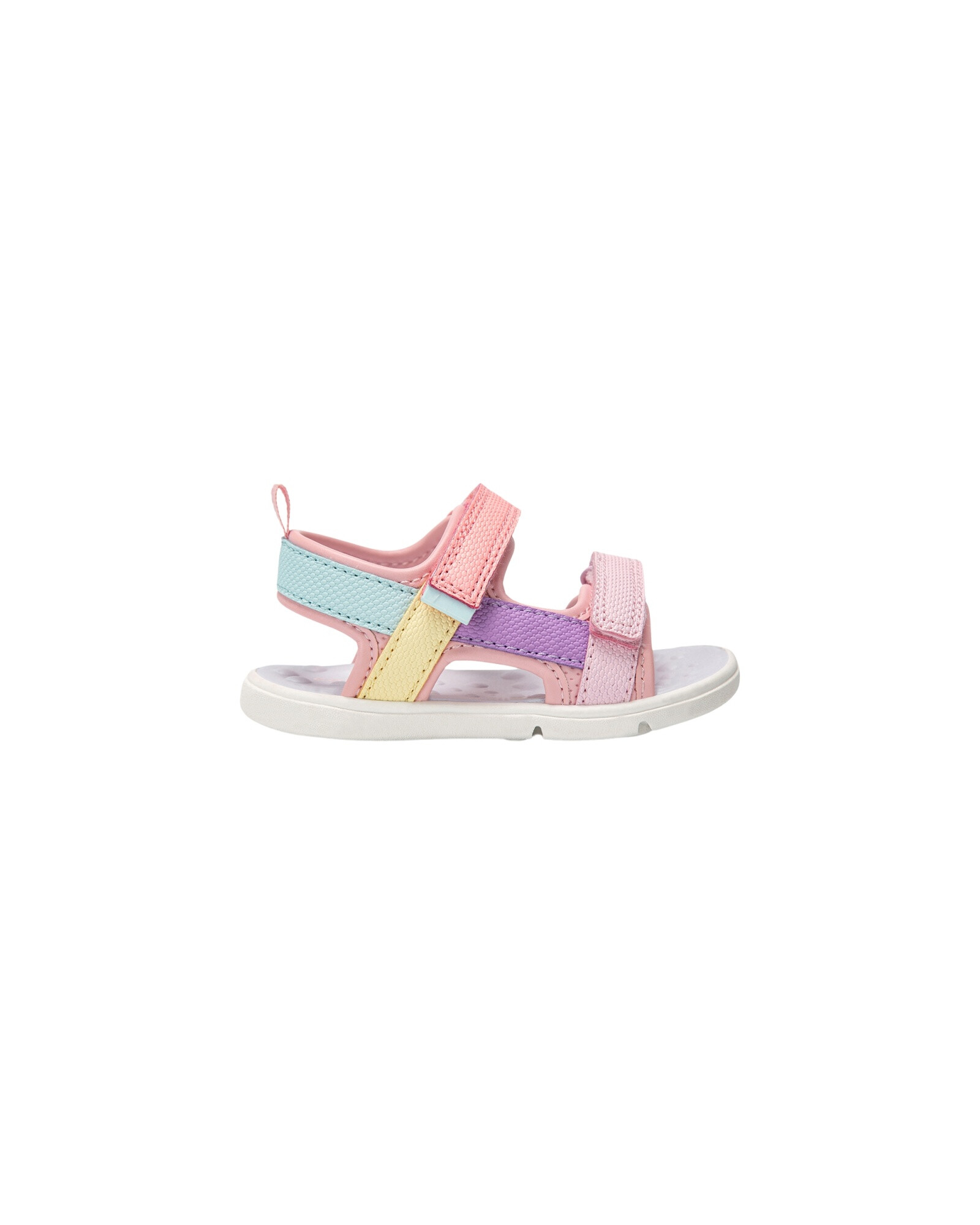 Sandalias con velcro, diseño tiras multicolores Sin color