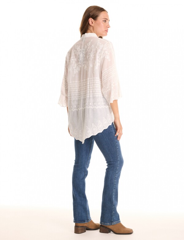 Camisa Algodon Broderie CRUDO