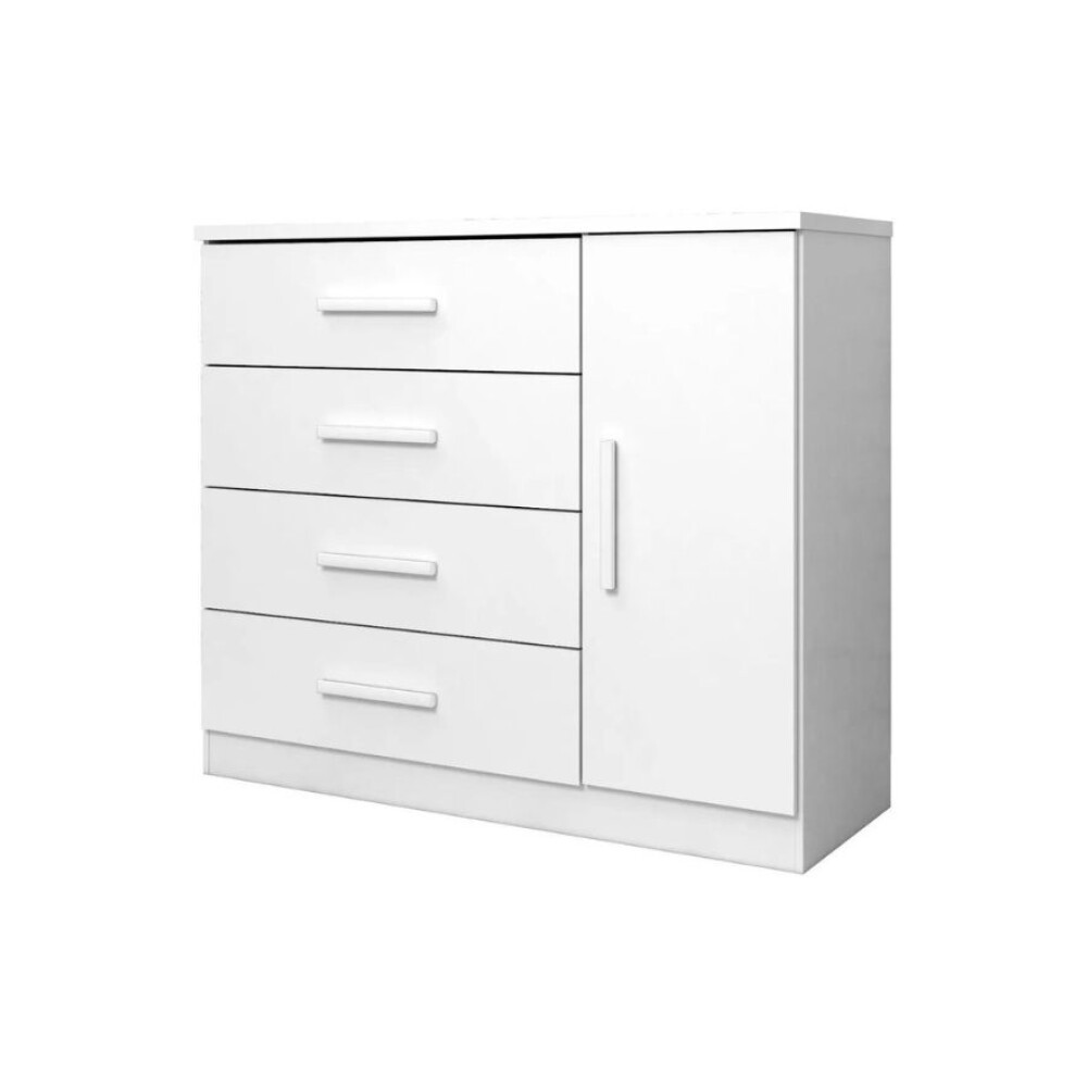 Cómoda Zapatera Genova Plus 1 Puerta 4 Cajones Blanco