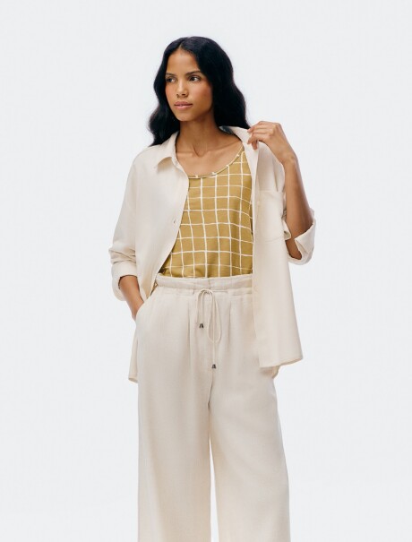 BLUSA MANGA CORTA ESTAMPADA MARRÓN