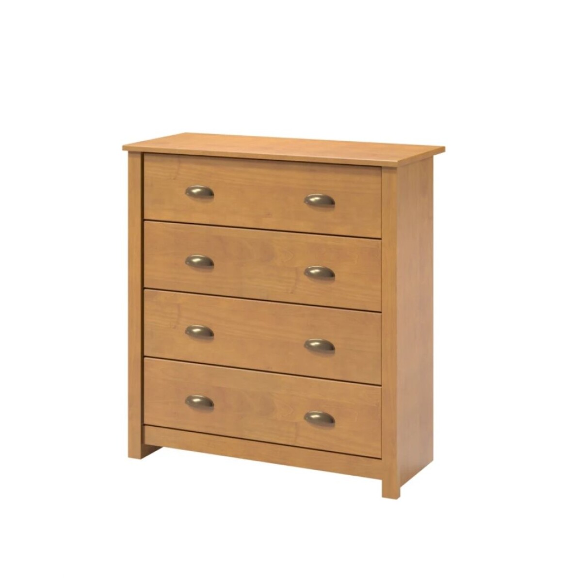 Cómoda 4 Cajones - Madera Maciza - Linea Colonial - Marron Robles 