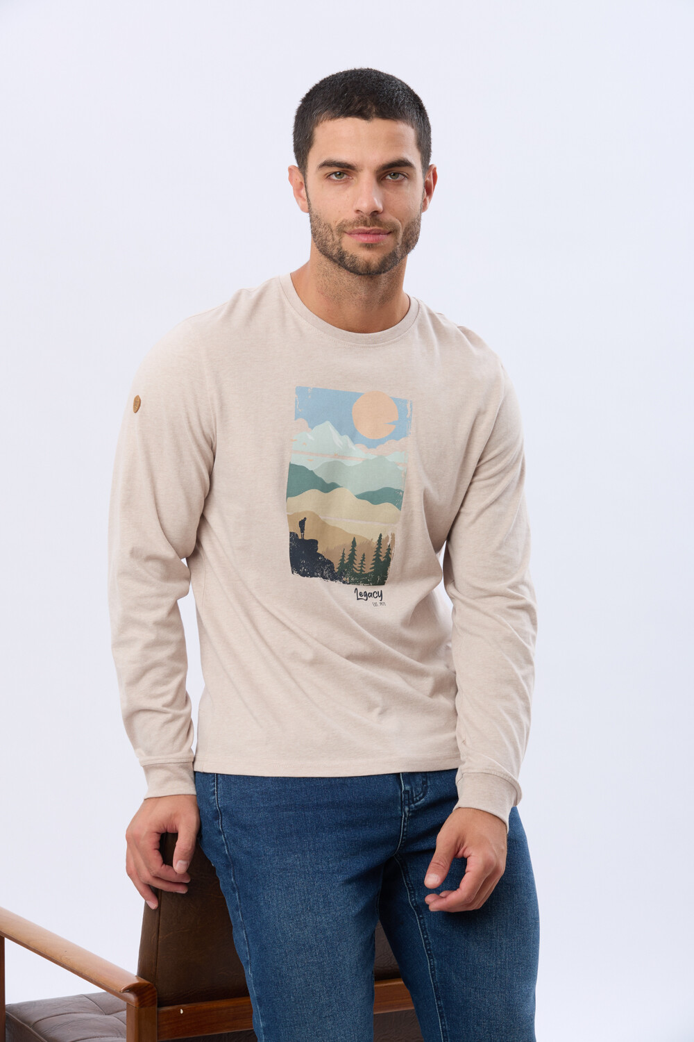 REMERA ESTAMPADA DE ALGODÓN Beige