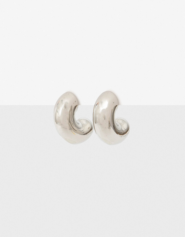 Aros Argollas Metal Aros Argollas De Acero Chunky - Plateado