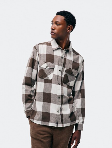 CAMISA MANGA LARGA DE RAYAS MARRÓN