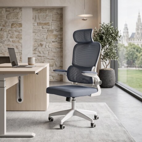 SILLA DE OFICINA ERGONÓMICA RECLINABLE CON APOYACABEZAS AZUL