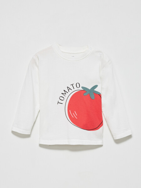 Camiseta manga larga estampada Tomate - blanco