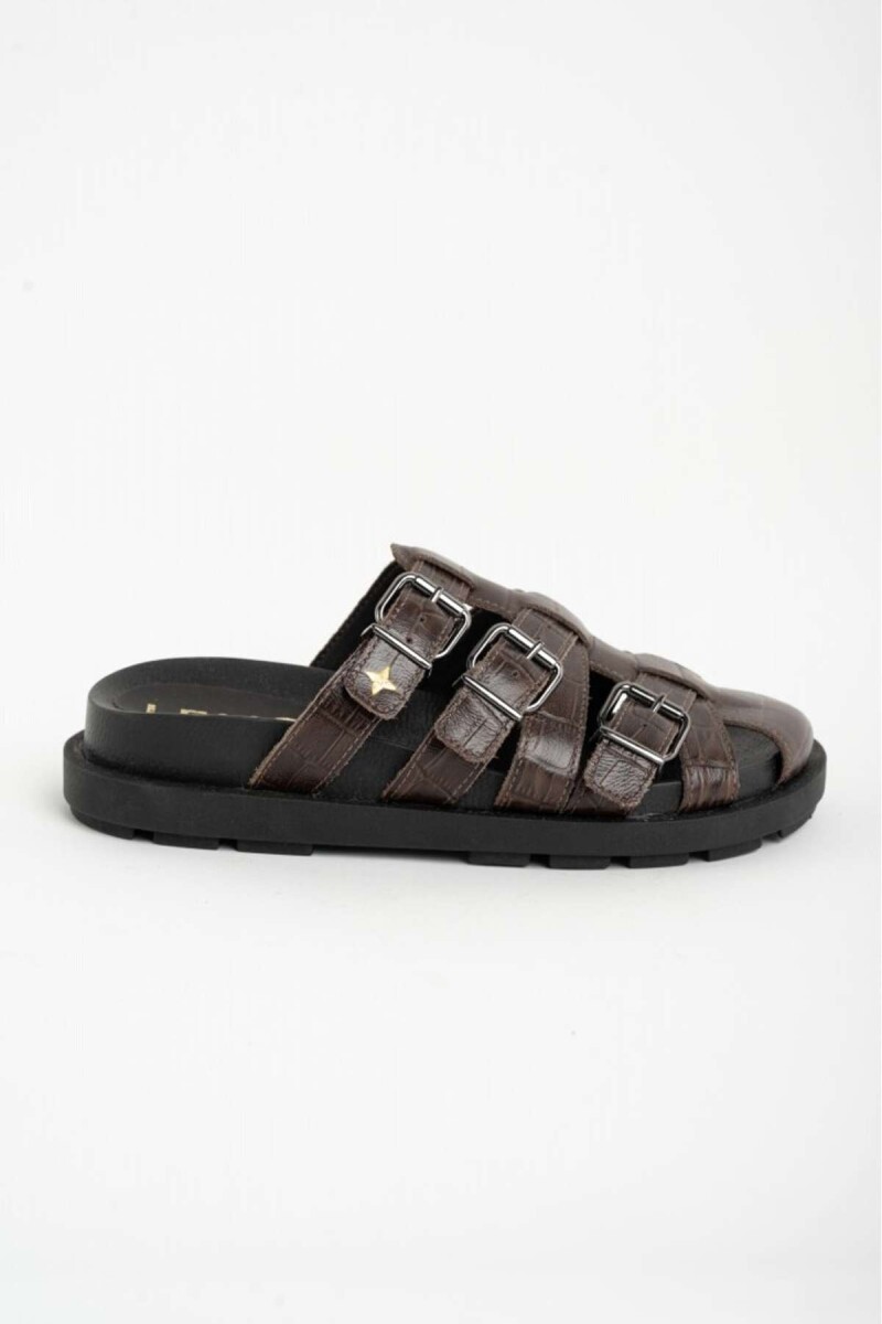 Zueco Croco Hebillas - Chocolate 