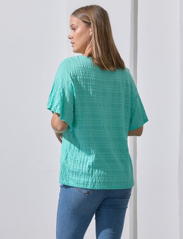 Blusa Punto Smocked VERDE AGUA