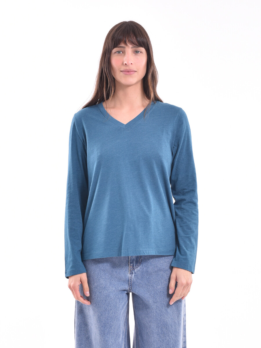 REMERA BASICA POLONIO MIX - AZUL OSCURO 