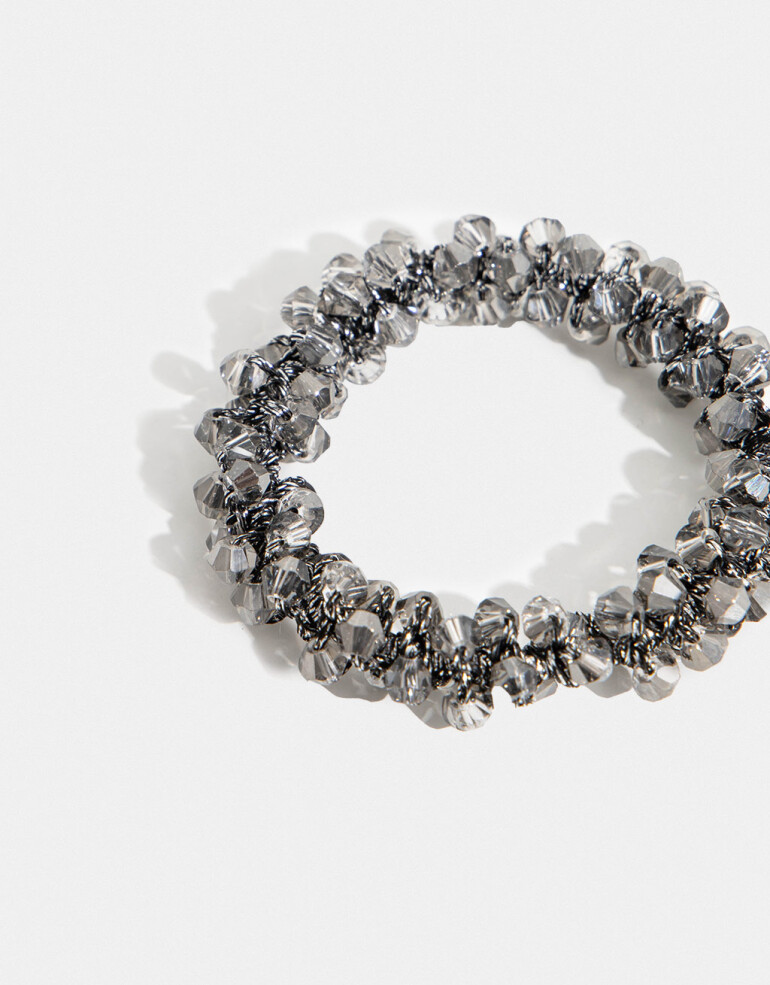 Gomitas Elásticas Strass Gomita Con Strass - Gris Metalizado