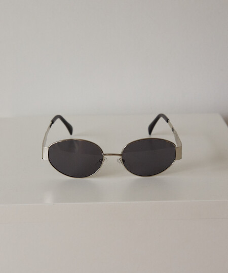 METAL ROUND SUNNIES SILVER/BLACK