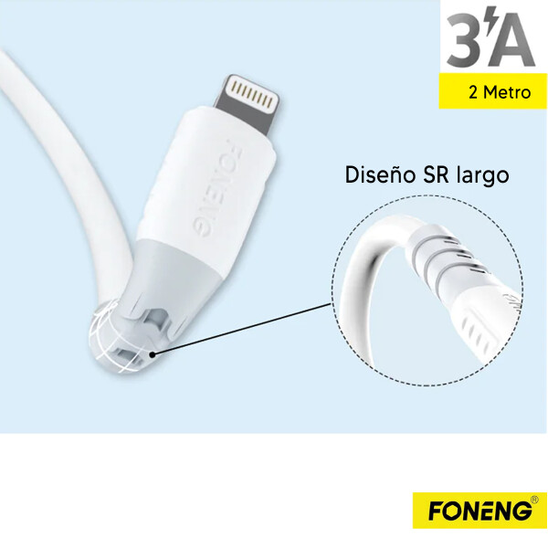 Cable De Datos De Carga Rápida Foneng X-66 2 Metros CABLE FONENG IPHONE X66 2MT BLANCO