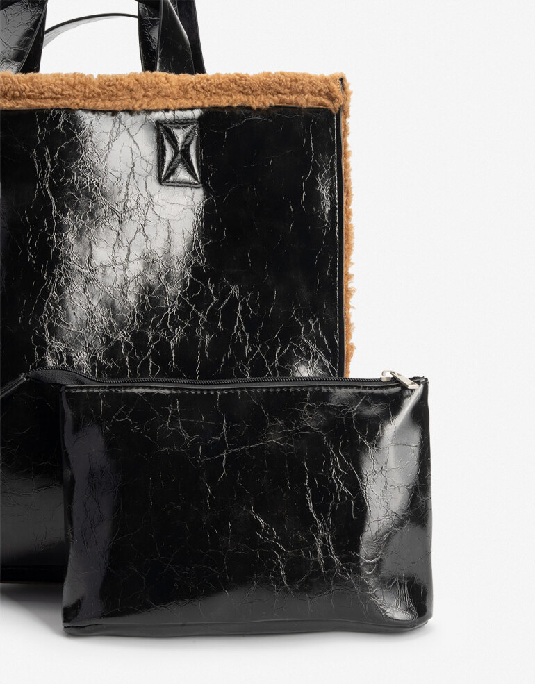 Shopper Cartera Shopper Reversible - Negro