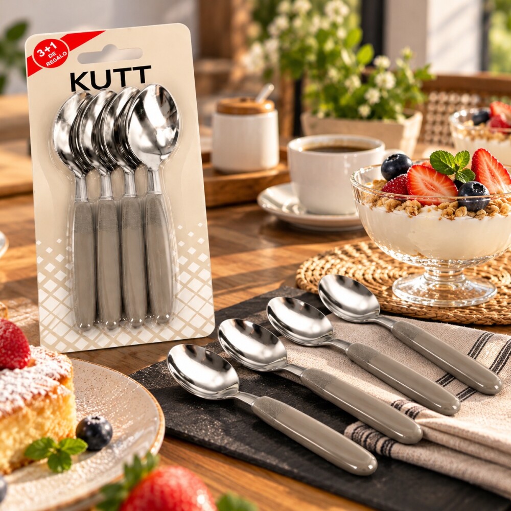 Set 3+1 Cuchara de té mango plástico gris KUTT Set 3+1 Cuchara de té mango plástico gris KUTT