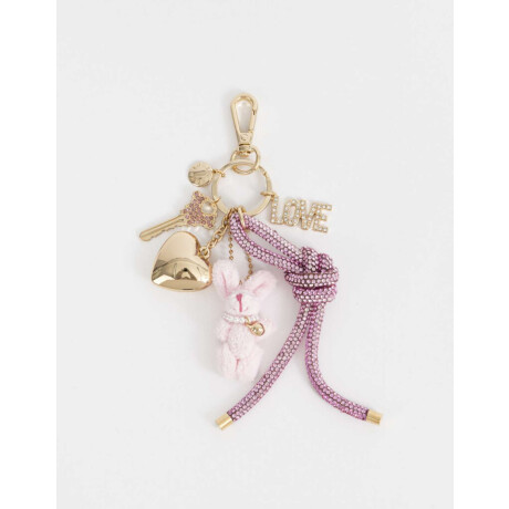 Llavero Y Charm Con Peluche De Conejo Rosa Claro