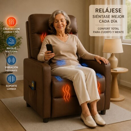 Sillon reclinable 1 cuerpo con masajeador y calefaccion - Marrón Sillon reclinable 1 cuerpo con masajeador y calefaccion - Marrón