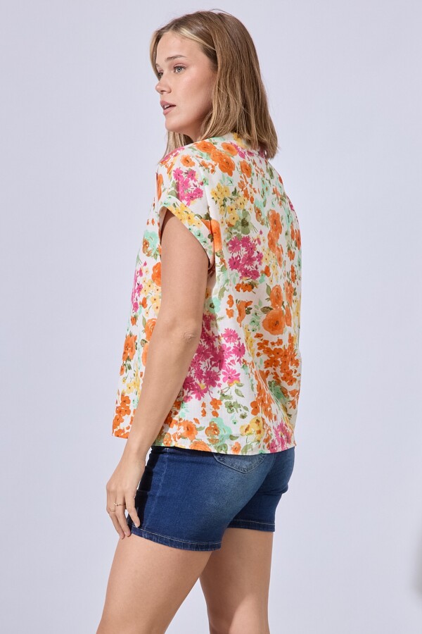 Blusa Flowers MULTI/ANARANJADO